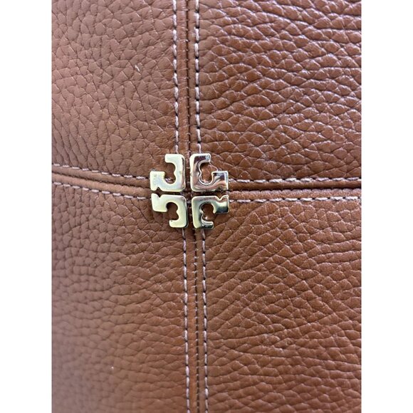 Tory Burch Brown Leather Riding Boots Size 8 With Gold Logo Detail - Picture 9 of 12